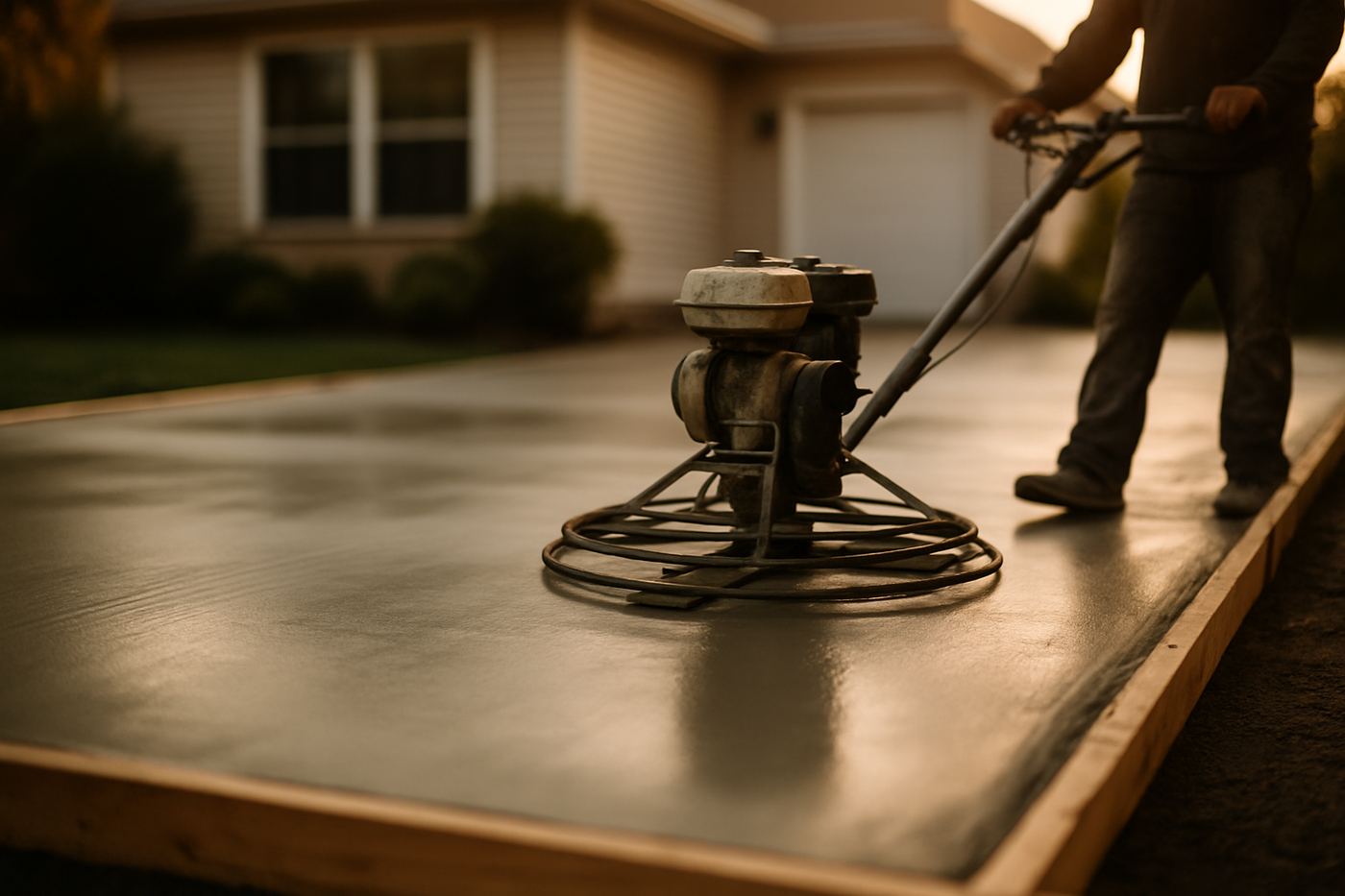 Representative imagery of concrete driveway installation work
