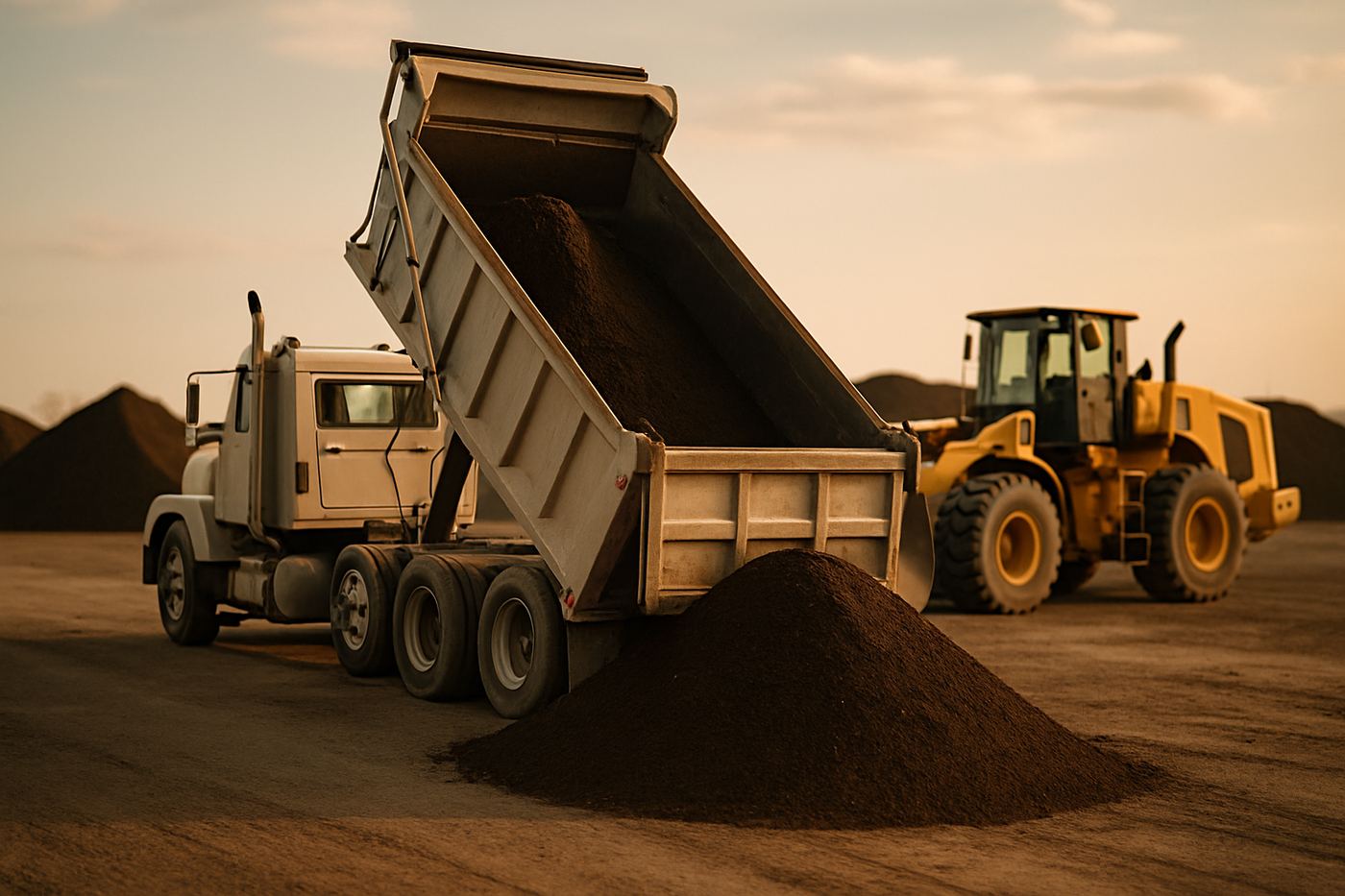 Representative imagery of equipment hauling work
