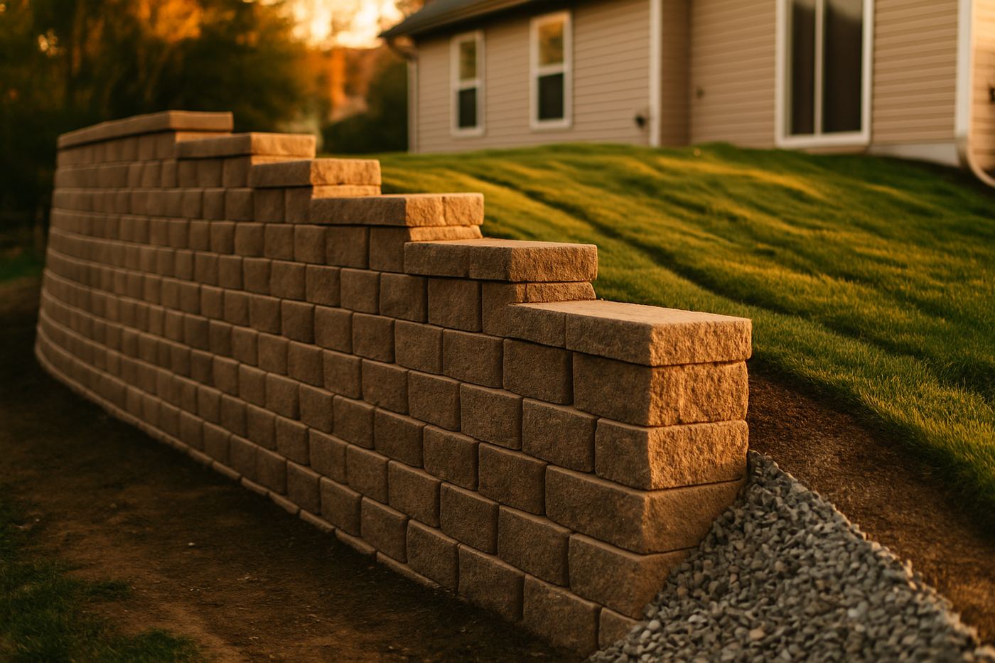 Representative imagery of retaining walls work